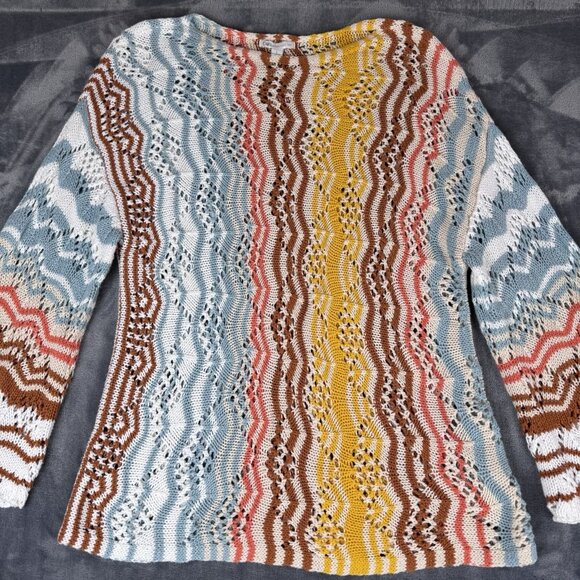 Cato Crochet Top Boho Chic Festival Open Knit Cover Up Tunic Size Large - Picture 2 of 9